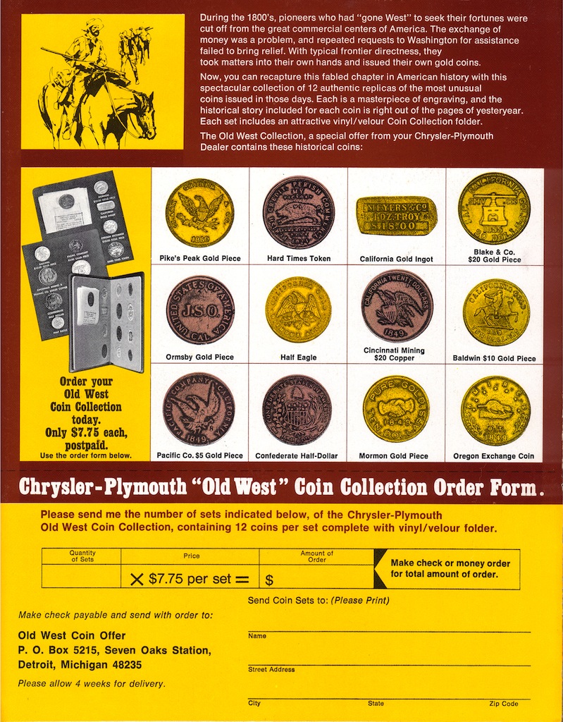 Chrysler gold duster coins