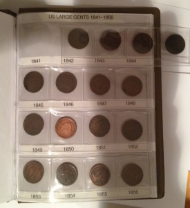 A page of Scott's Large cent collection in a Gardmaster album