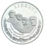 1991 Mount Rushmore Golden Anniversary Silver Dollar