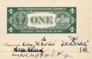 1935 $1 Reverse Early Design