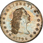 1794 Flowing Hair Silver Dollar, PCGS SP66 CAC, sold for a record $10,016,875 to Legend Numismatics in 2013