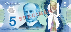 Canada's $5 Polymer banknote was issued on Nov 7, 2013
