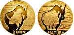 2009 White Rhinoceros 100 Rand gold coin from South Africa