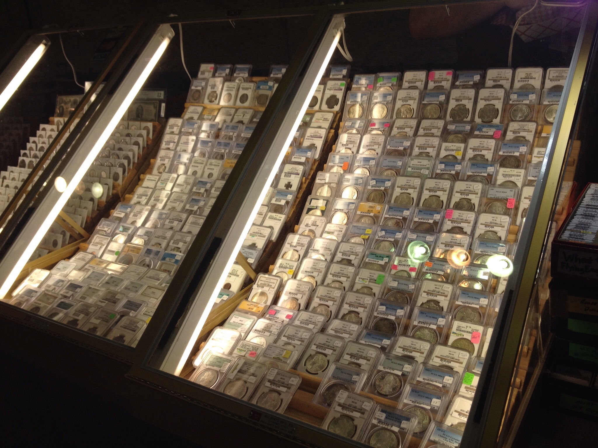 Display cases at Low Country Coins | Coin Collectors Blog