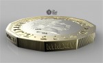 New edge view of the coin the Royal Mint hopes will be able to thwart counterfeiters.