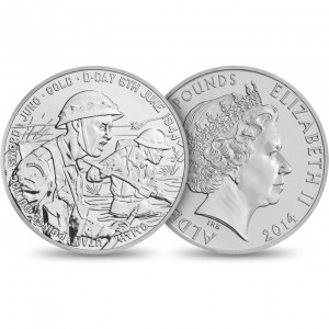 70th Anniversary of D-Day 2014 Alderney £5 BU Coin from the Royal Mint.