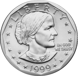 Obverse of the Susan B. Anthony Dollar