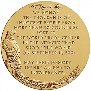 Reverse of the New York Fallen Heroes Medal designed and engraved by Phebe Hemphill