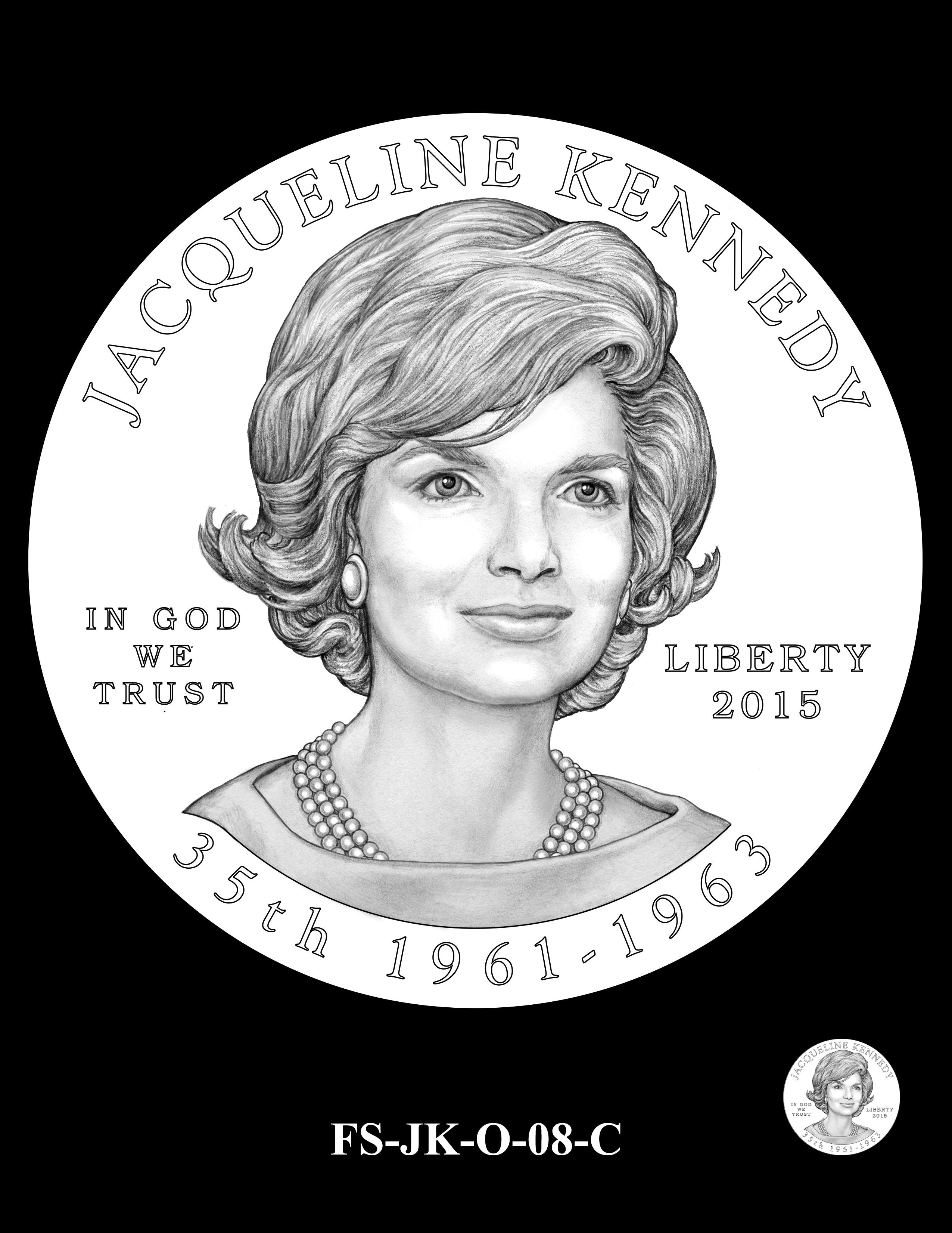 The obverse design selected by the CCAC for the Jacqueline Kennedy First Spouse Gold Coin