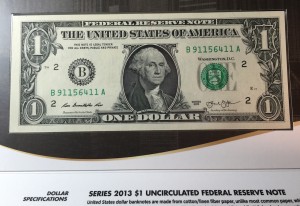 Series 2013 Uncirculated $1 Federal Reserve Note from the Federal Reserve Bank of New York