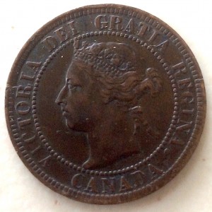 1901 Dominion of Canada Large Cent obverse —Last year of Victoria Cent