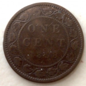 1858 Province of Canada Large Cent (Vickie Cent) reverse