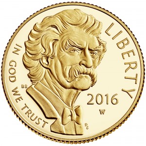 2016 Mark Twain Commemorative Gold $5 obverse