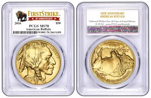 The PCGS 30th anniversary label for silver (shown here) and gold 2016 First Strike American Eagles. (PCGS)