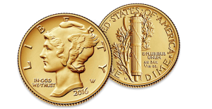 Mercury Dime Centennial Gold Coin