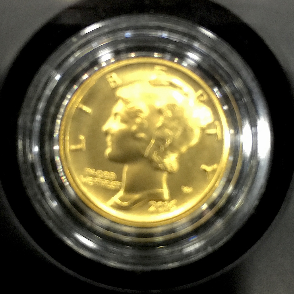 Obverse of the soon to be released Mercury Dime 2016 Centennial Gold Coin