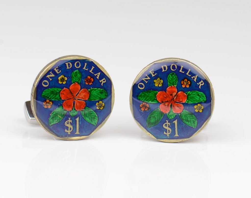 Painted Singapore Dollar coin ring by Monedus