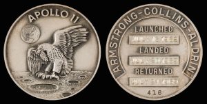 Apollo 11 flown silver Robbins Medal once owned by Wally Schirra