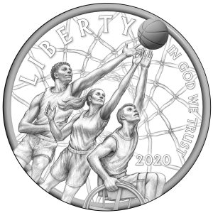 Naismith Memorial Basketball Hall of Fame Commemorative Coin obverse