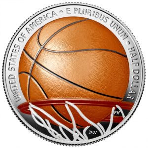 Colorized Basketball Hall of Fame Half Dollar Clad Coin