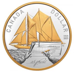 2021 Canada Bluenose Gold-Plated Silver Dollar