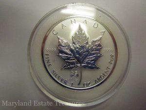 2005 Canada Maple Leaf Silver Bullion with Rooster Privy